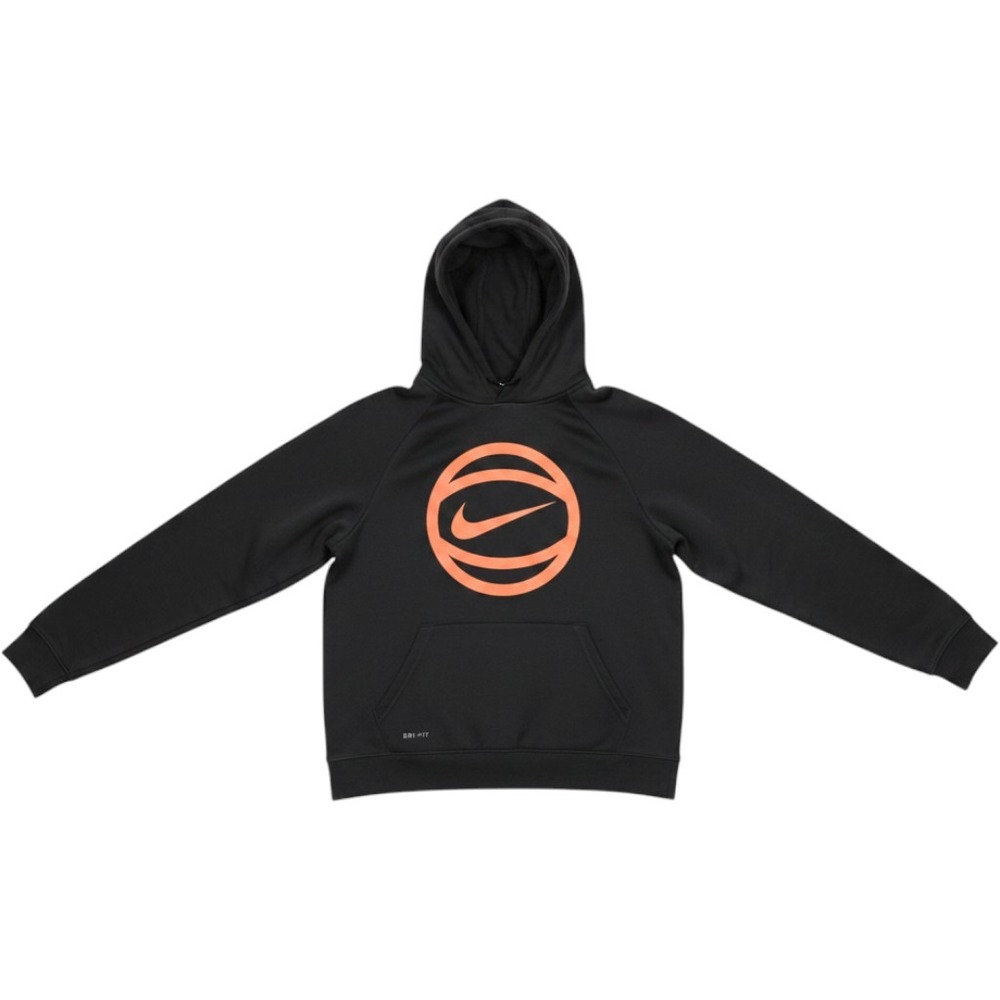 Nike Kids Dri-FIT Basketball Hoodie Black Orange AA1562-010 Size L